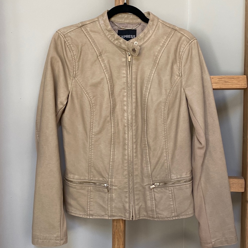 Beige faux leather jacket